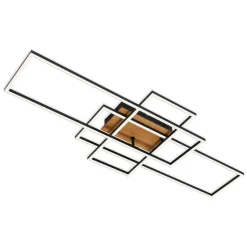 Plafondlamp Frame CCT, afstandsbediening, zwart/hout