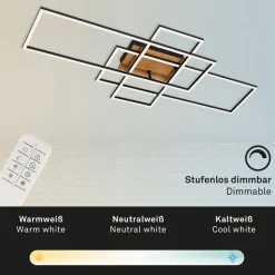 Plafondlamp Frame CCT, afstandsbediening, zwart/hout
