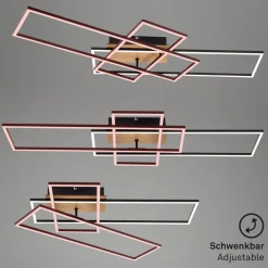Plafondlamp Frame CCT, afstandsbediening, zwart/hout