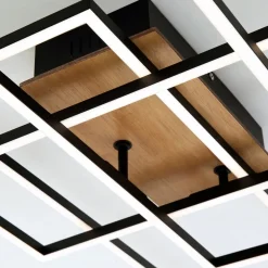 Plafondlamp Frame CCT, afstandsbediening, zwart/hout