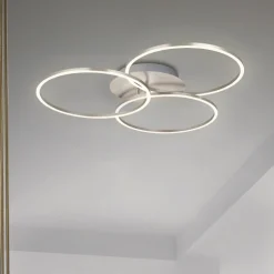 Plafondlamp Frame ring Switch Dim nikkel 3-lamps