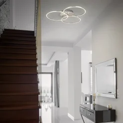 Plafondlamp Frame ring Switch Dim nikkel 3-lamps