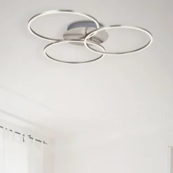 Plafondlamp Frame ring Switch Dim nikkel 3-lamps