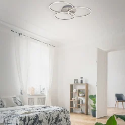 Plafondlamp Frame ring Switch Dim nikkel 3-lamps