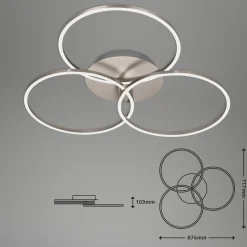 Plafondlamp Frame ring Switch Dim nikkel 3-lamps