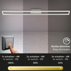 Plafondlamp Frame, 3-traps-dimbaar, alu, 110x12cm