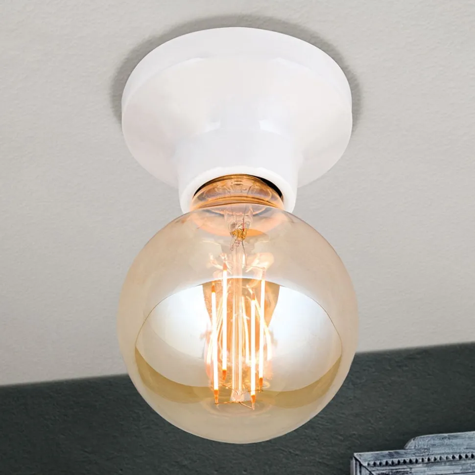 Plafondlamp Frost van keramiek, wit
