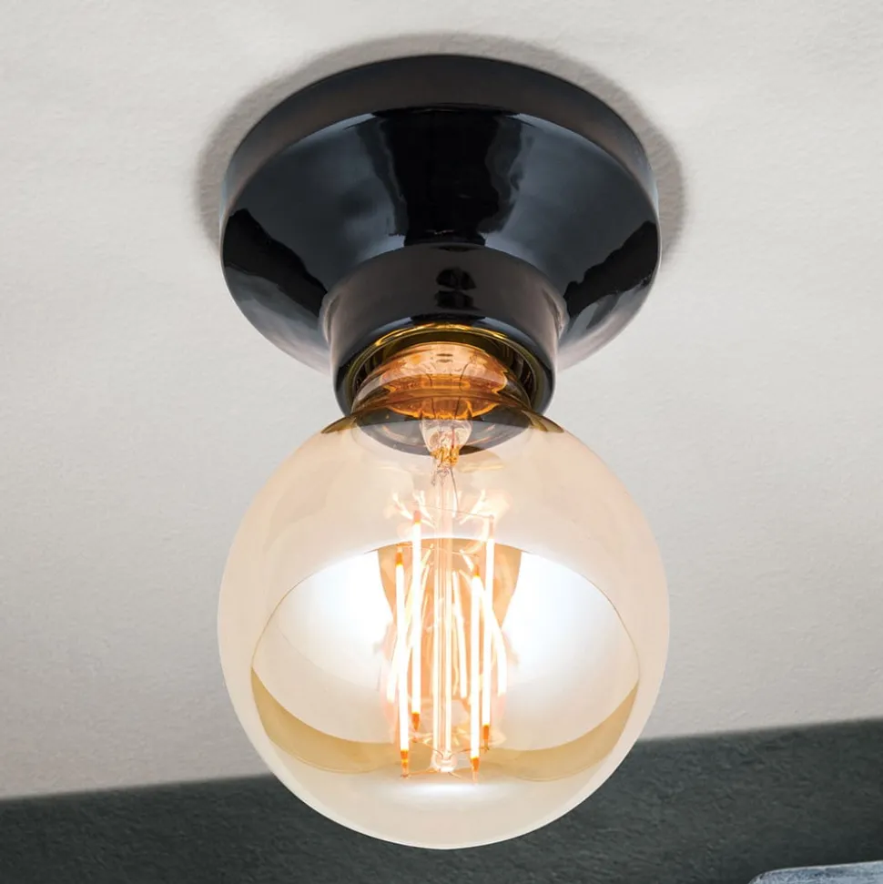 Plafondlamp Frost van keramiek, zwart