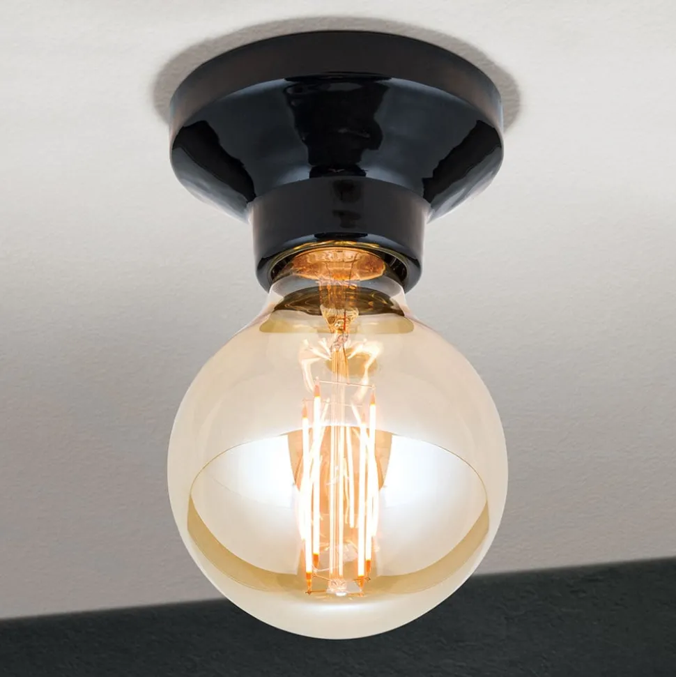 Plafondlamp Frost van keramiek, zwart