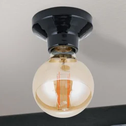 Plafondlamp Frost van keramiek, zwart