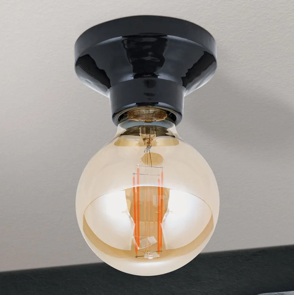 Plafondlamp Frost van keramiek, zwart