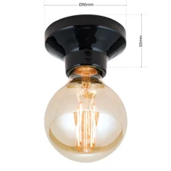 Plafondlamp Frost van keramiek, zwart