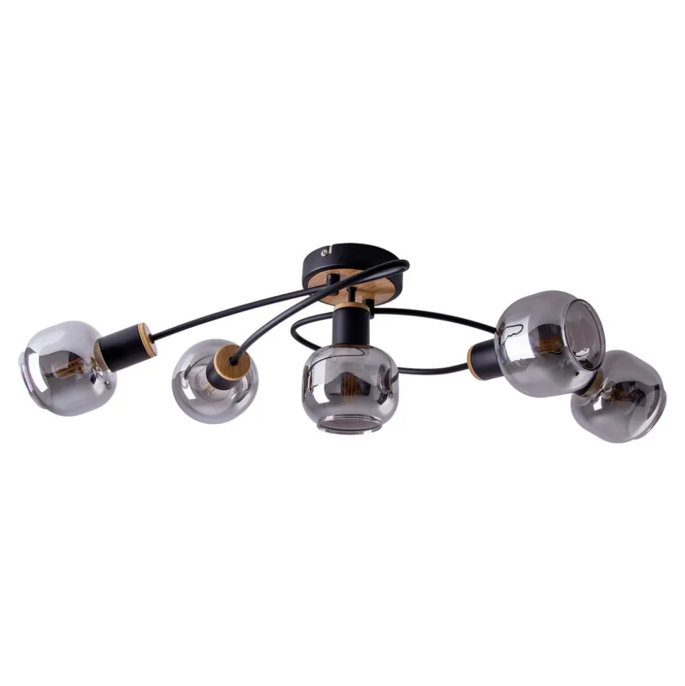 Plafondlamp Fumoso, 5-lamps, zwart