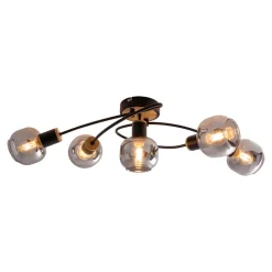 Plafondlamp Fumoso, 5-lamps, zwart