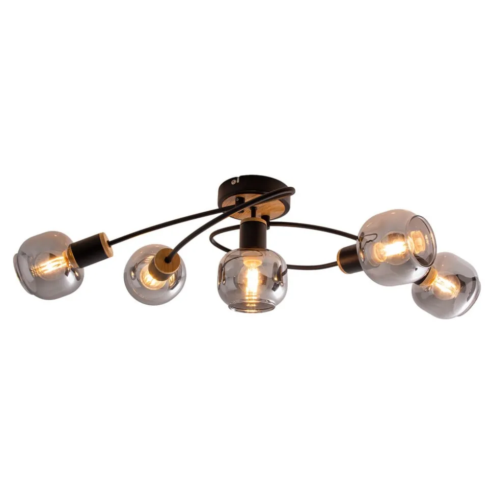 Plafondlamp Fumoso, 5-lamps, zwart