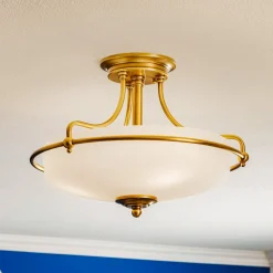 Plafondlamp Griffin met afstand, messing, Ø 42 cm