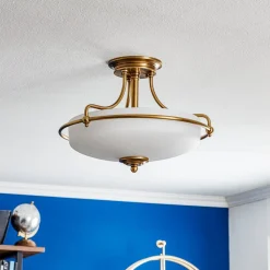 Plafondlamp Griffin met afstand, messing, Ø 42 cm