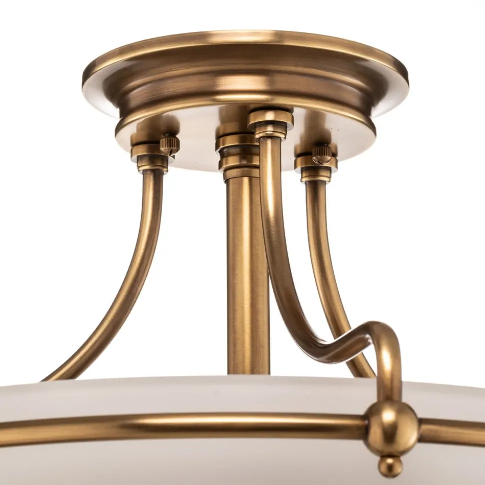 Plafondlamp Griffin met afstand, messing, Ø 42 cm