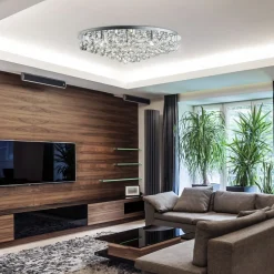 Plafondlamp Hanna chroom kristallen bollen 80 cm