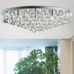 Plafondlamp Hanna chroom kristallen bollen 80 cm