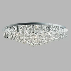 Plafondlamp Hanna chroom kristallen bollen 80 cm