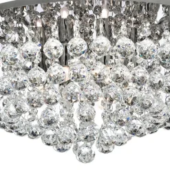 Plafondlamp Hanna chroom glazen kristallen bollen