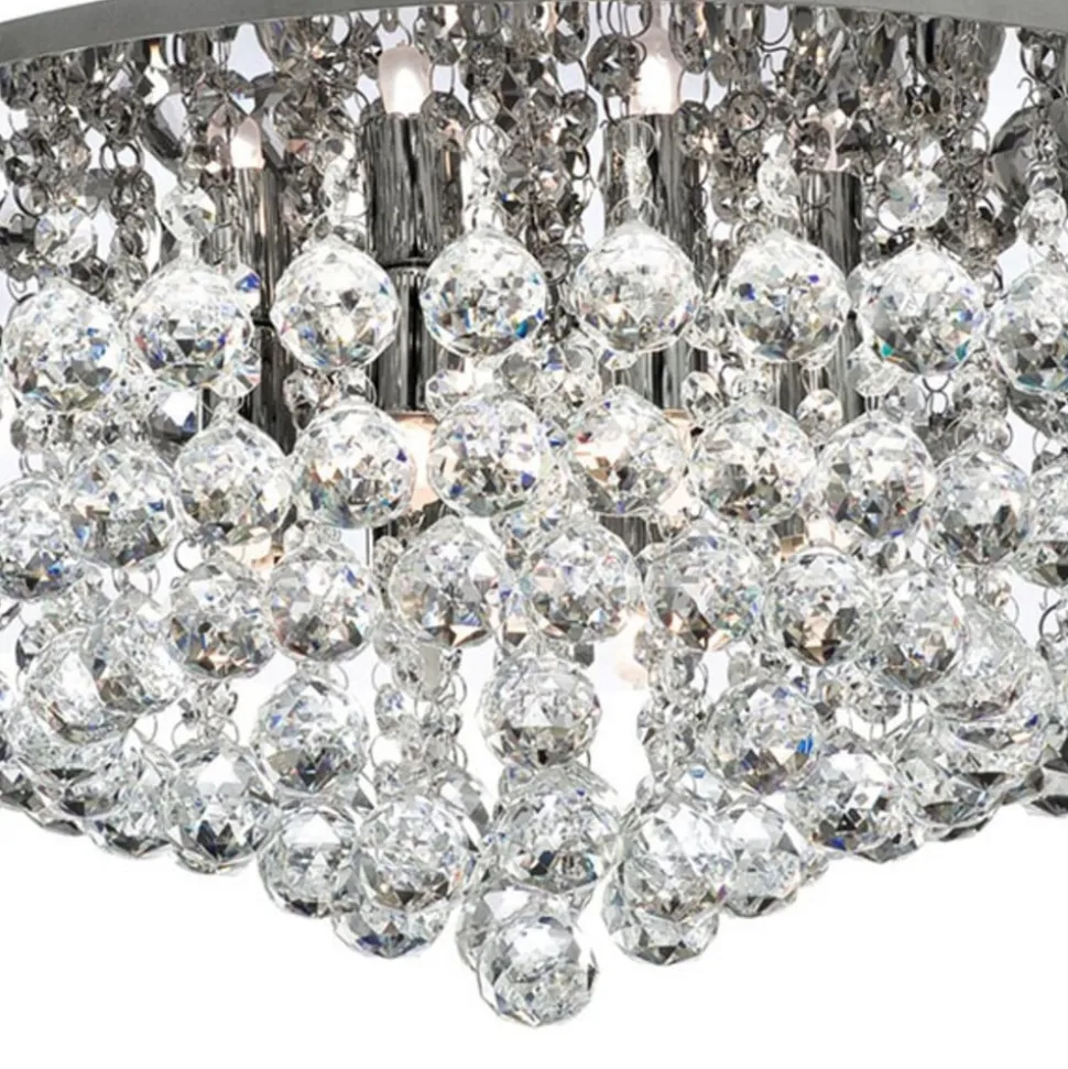 Plafondlamp Hanna chroom glazen kristallen bollen