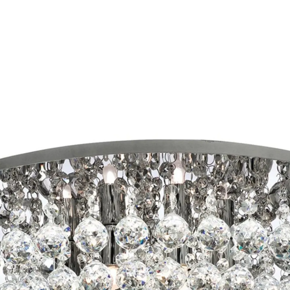 Plafondlamp Hanna chroom glazen kristallen bollen