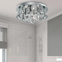 Plafondlamp Hanna, rond IP44, 38cm chroom Piramide