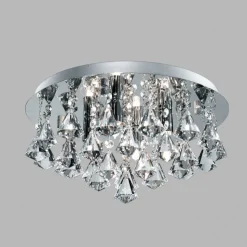 Plafondlamp Hanna, rond IP44, 38cm chroom Piramide