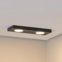 Plafondlamp Hero, 12 x 35 cm, 2-lamps, zwart, metaal, GX53