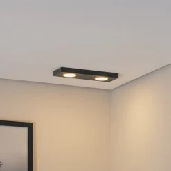 Plafondlamp Hero, 12 x 35 cm, 2-lamps, zwart, metaal, GX53