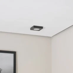 Plafondlamp Hero, 12 x 12 cm, zwart, metaal, GX53