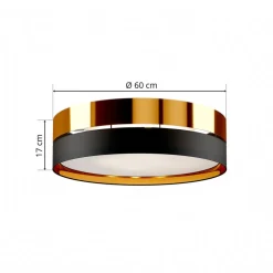 Plafondlamp Hilton, zwart/goud, Ø 60 cm