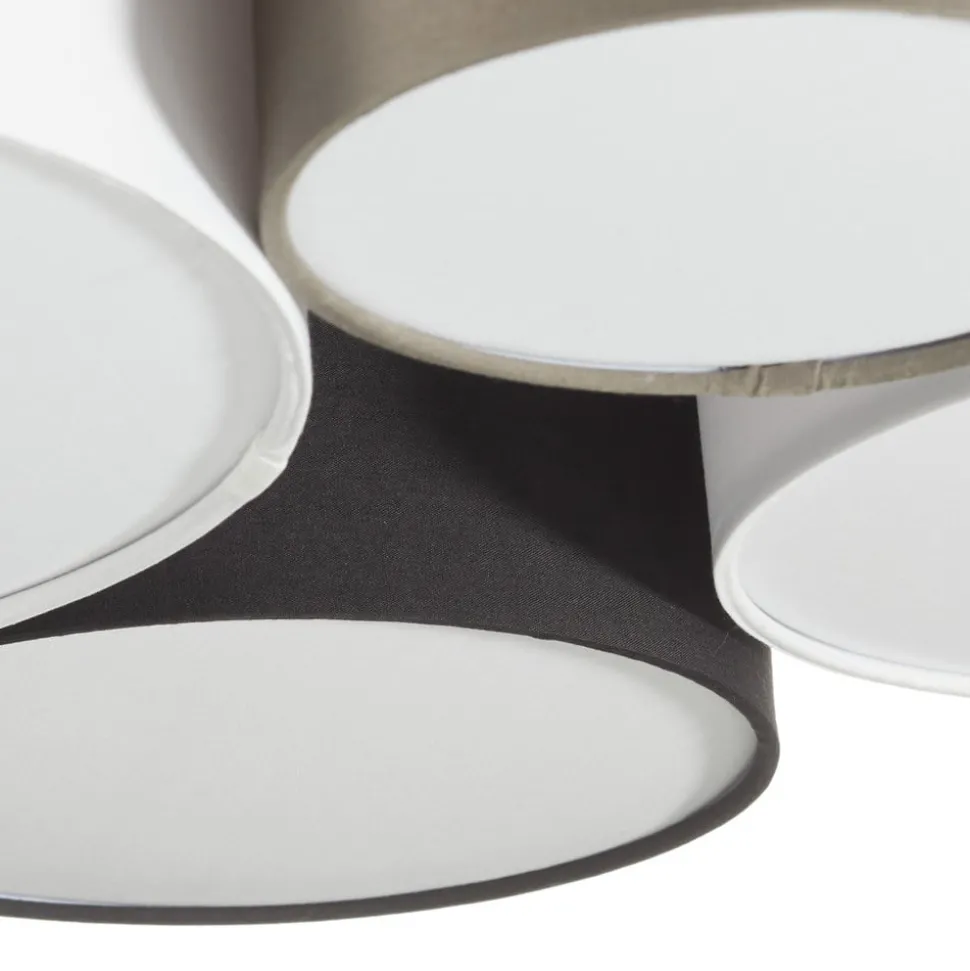 Plafondlamp Hotel met vier textiel lampenkappen