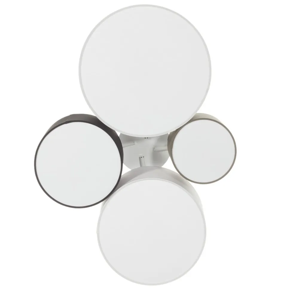 Plafondlamp Hotel met vier textiel lampenkappen