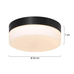 Plafondlamp Ikaro zwart, Ø 24 cm, metaal, kunststof