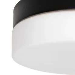 Plafondlamp Ikaro zwart, Ø 18 cm, metaal, kunststof