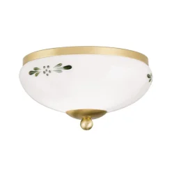 Plafondlamp Landhaus messing opaal groen Ø 21 cm