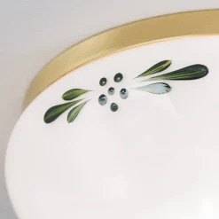 Plafondlamp Landhaus messing opaal groen Ø 21 cm