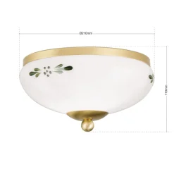 Plafondlamp Landhaus messing opaal groen Ø 21 cm