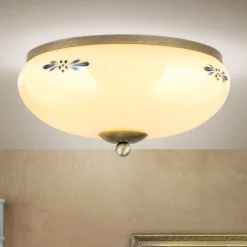 Plafondlamp Landhaus patina crème blauw Ø 28cm