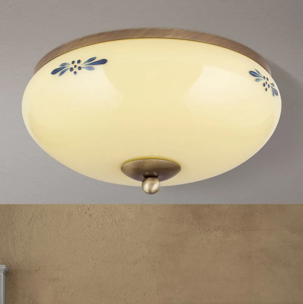 Plafondlamp Landhaus patina crème blauw Ø 28cm