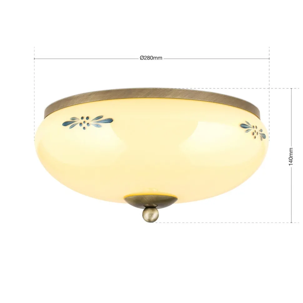 Plafondlamp Landhaus patina crème blauw Ø 28cm