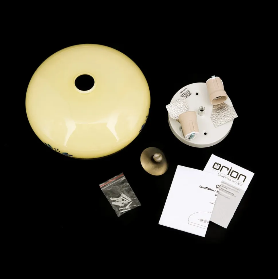 Plafondlamp Landhaus patina crème blauw Ø 28cm