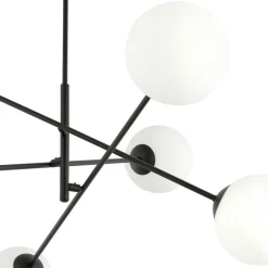 Plafondlamp Lineair, zwart/opaal, 6-lamps