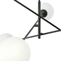 Plafondlamp Lineair, zwart/opaal, 6-lamps