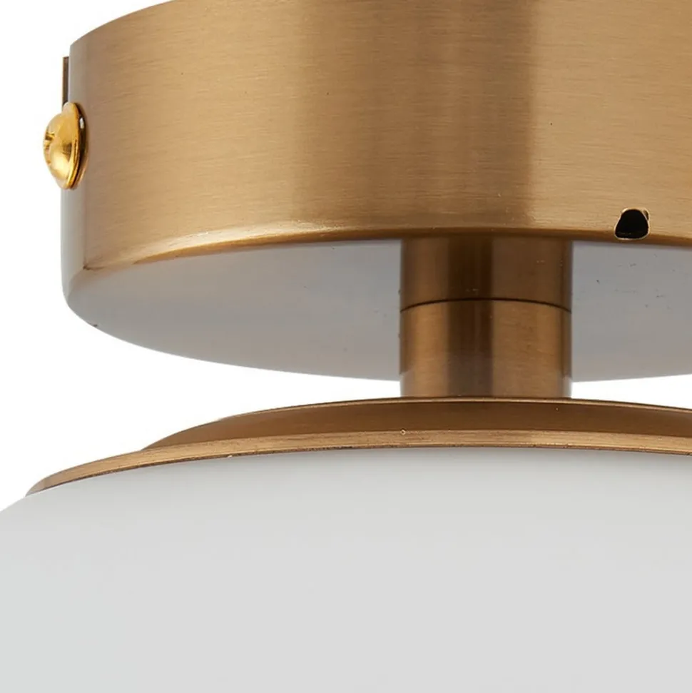 Plafondlamp Lucande Bidolo, messingkleurig, glas, 15 cm, IP44