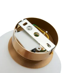 Plafondlamp Lucande Bidolo, messingkleurig, glas, 15 cm, IP44