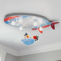 Plafondlamp luchtschip met Joe, blauw-rood-wit